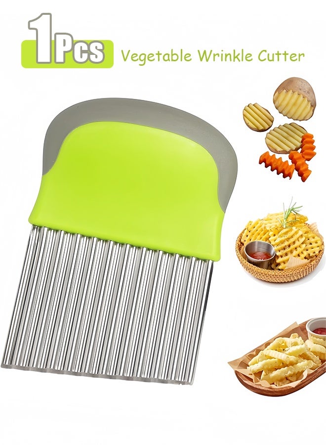 Crinkle Cutter for Veggies Potato Cutter for Fries, Stainless Steel Blade, Potato Slicer French Fry Crinkle Cutter, Crinkle Chopper Wavy Cutting Tool for Potatoes Carrots Cucumbers - Image 1